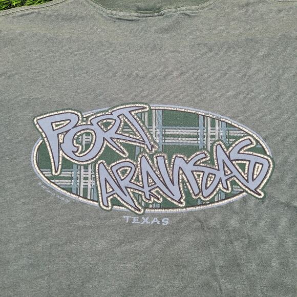 Vintage 80s Port-Aransas Texas Shirt XL 23x28 Sun-Faded Green - Picture 6 of 14